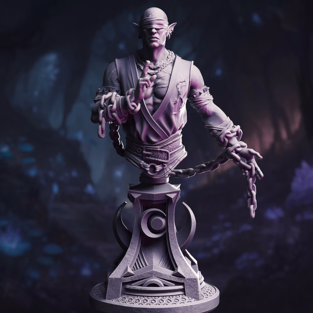 Uxas the Reborn - Drow Lunar Monk Bust