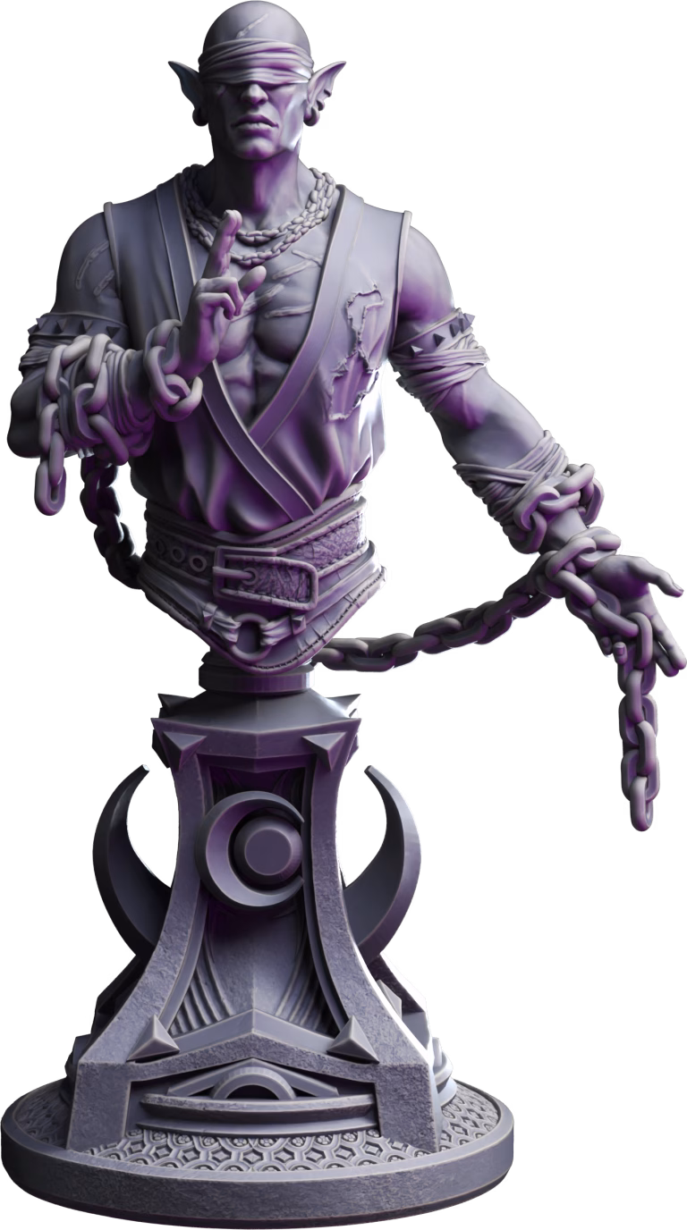 Uxas the Reborn - Drow Lunar Monk Bust