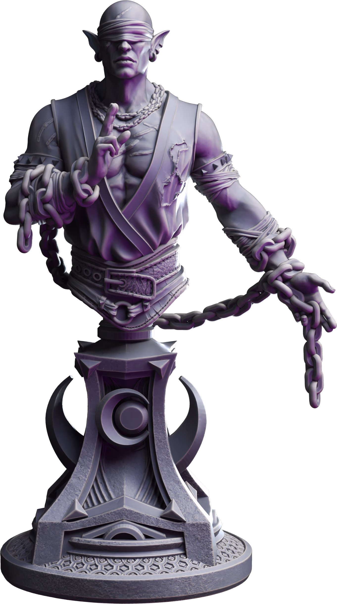 Uxas the Reborn - Drow Lunar Monk Bust - Image 4